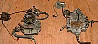 1 bbl Holley  vs. 2 bbl , note fuel line and choke system